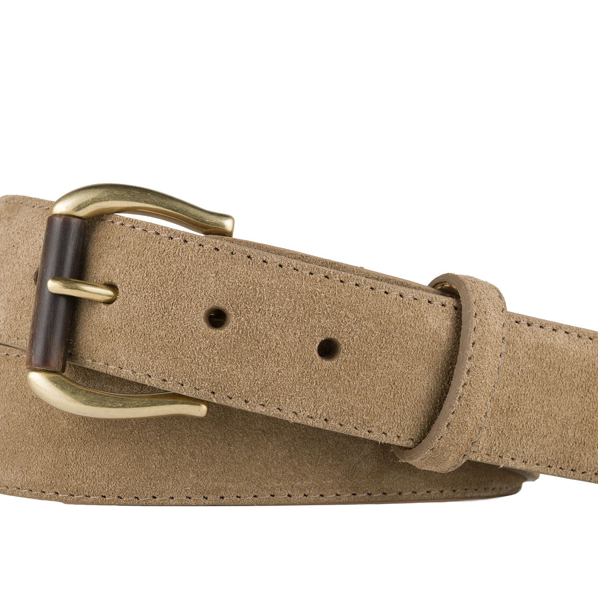 Suede Calf Belt with Horn Roller Buckle