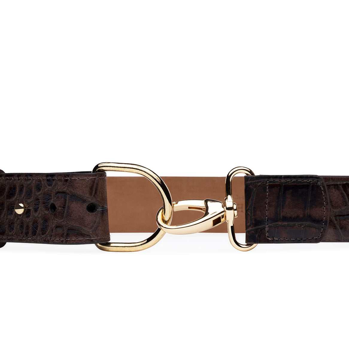 Italian Embossed Crocodile Belt with Gold Lobster Claw Buckle