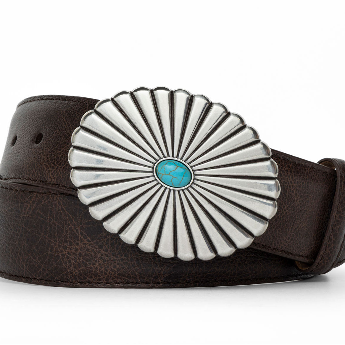 Outlaw Calf Belt with Turquoise-Accented Buckle