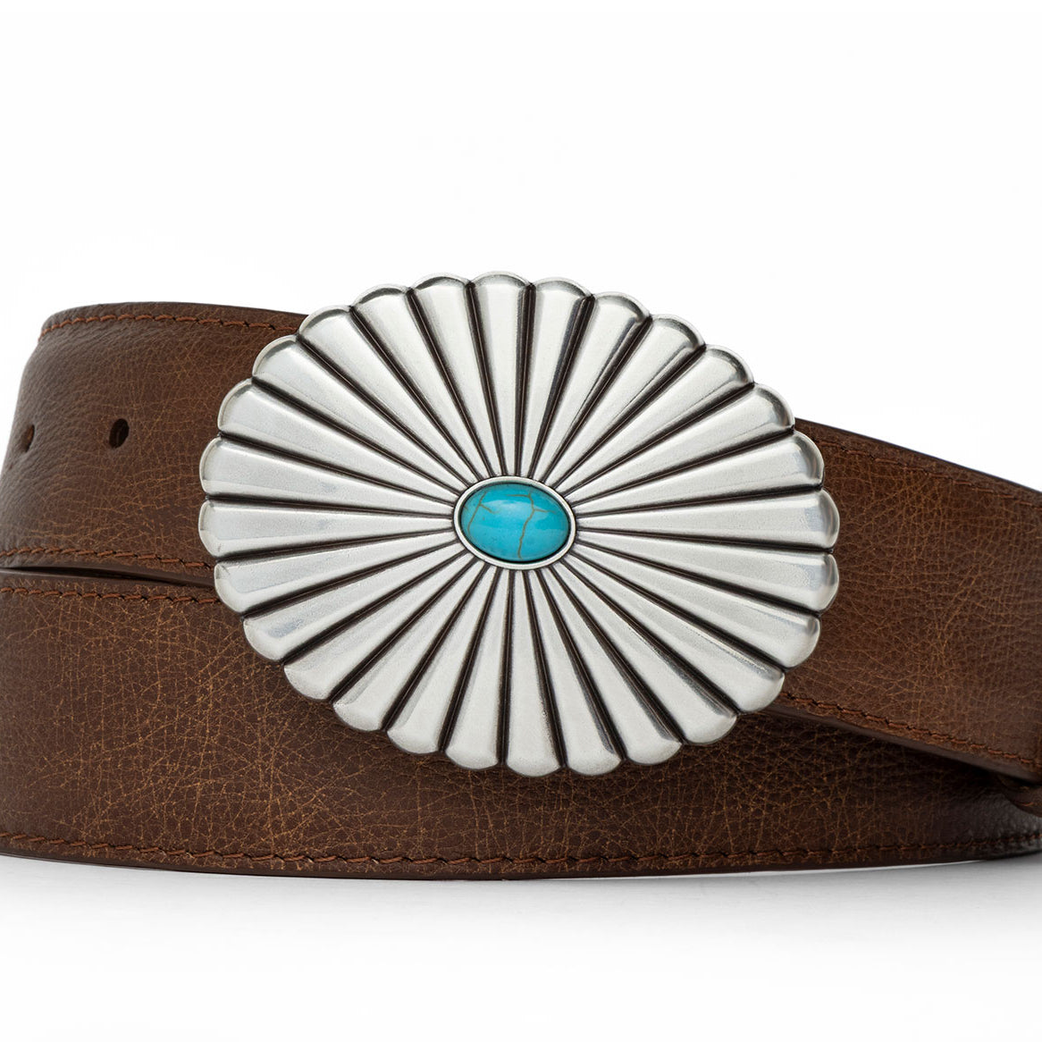 Outlaw Calf Belt with Turquoise-Accented Buckle