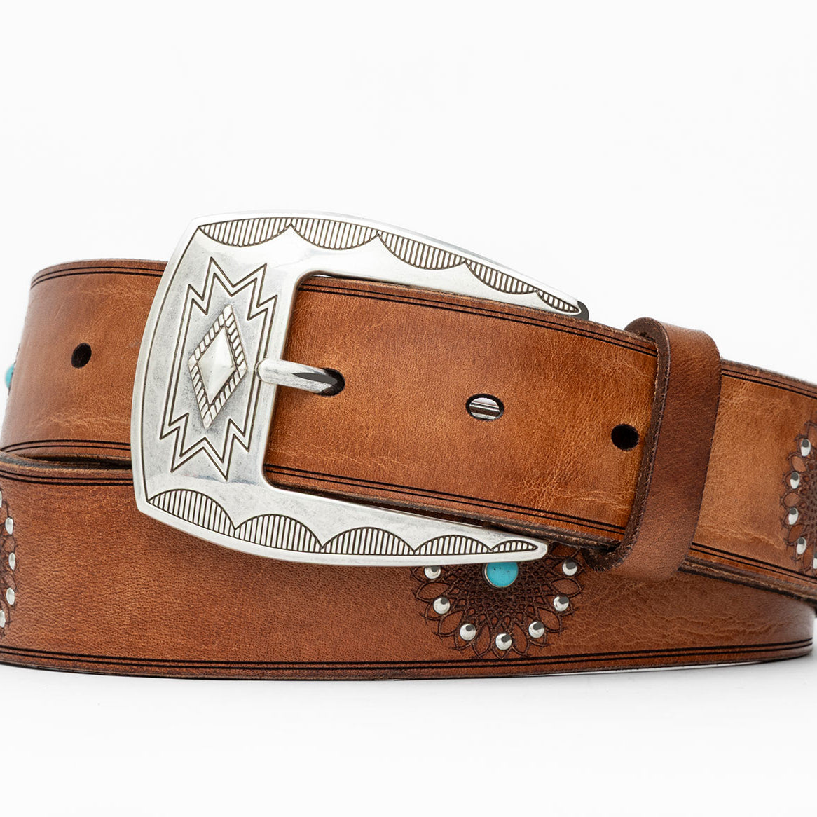 Italian Daisy Belt with Antique Silver Buckle