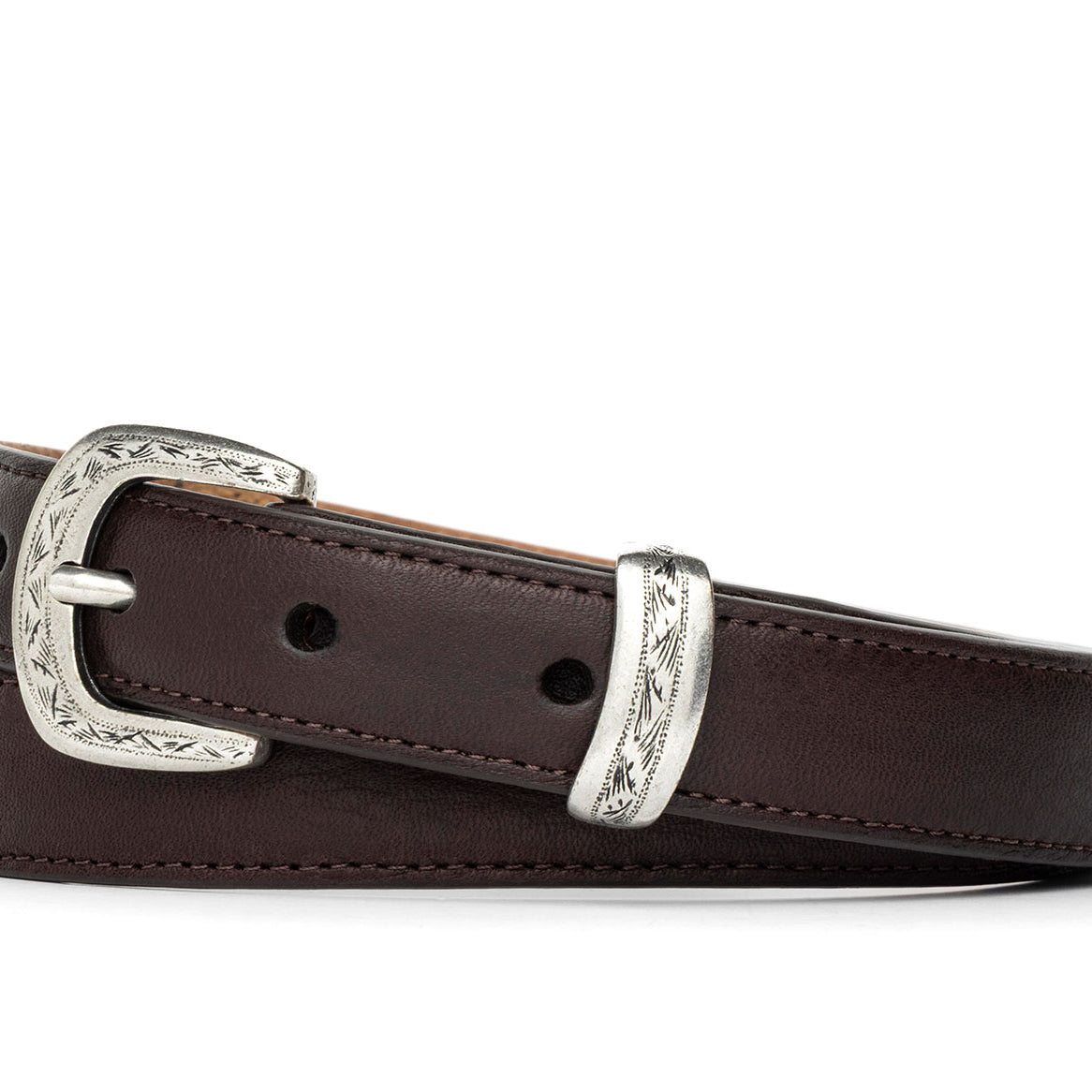 Dublin Calf Belt with Etched Antique Silver Tip Set