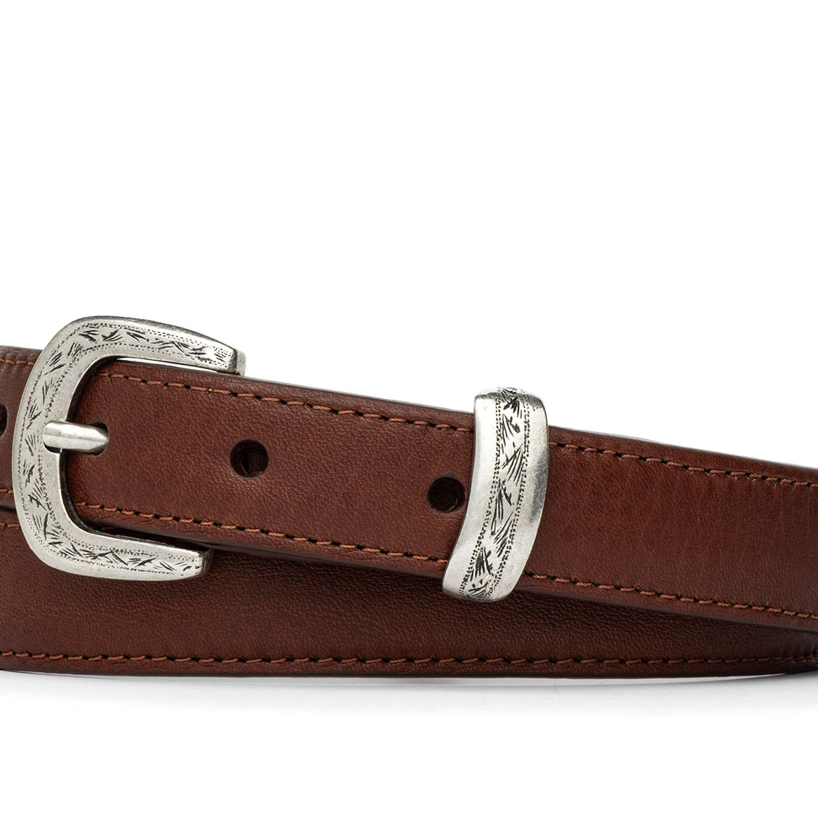 Dublin Calf Belt with Etched Antique Silver Tip Set