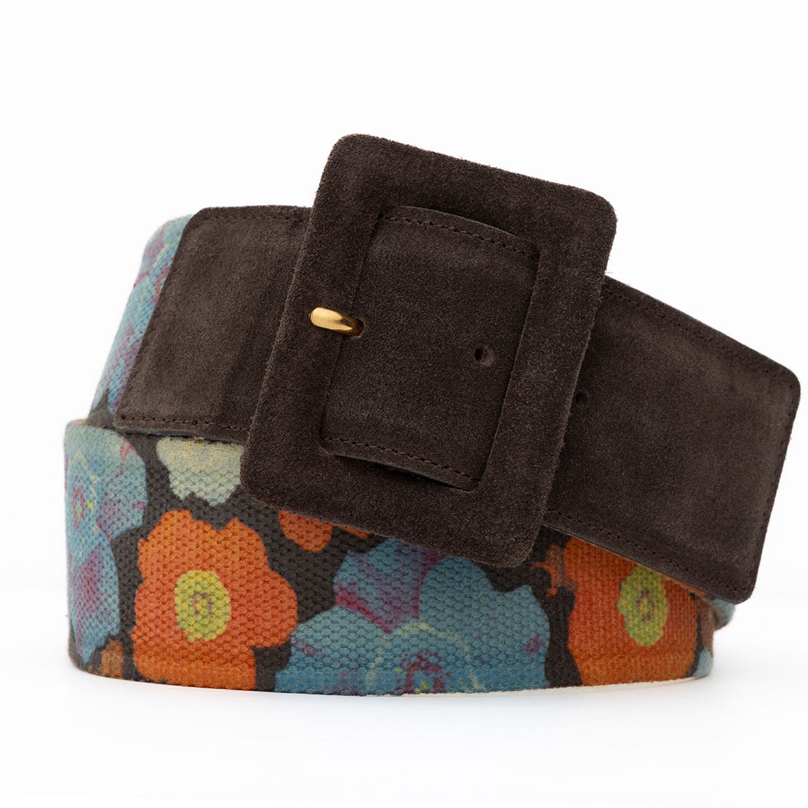 Cloth Belt with Suede Covered Buckle