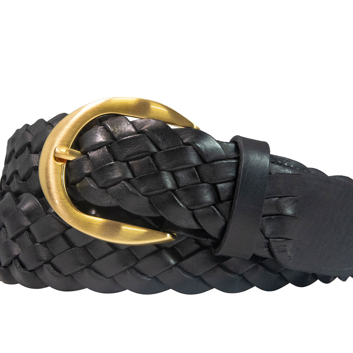 Braided Calf Belt with Brushed Gold Buckle
