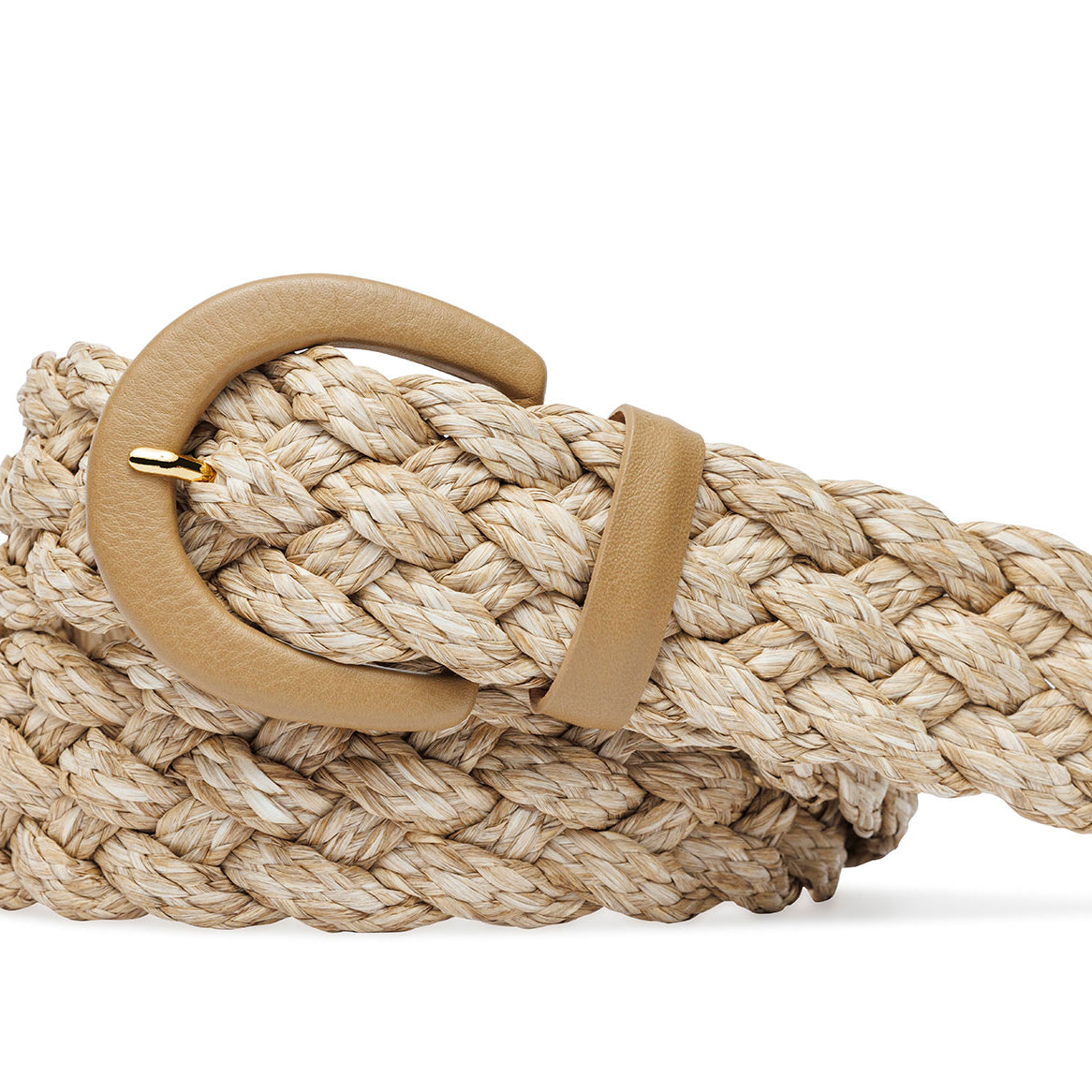 Braided Straw Belt with Covered Buckle