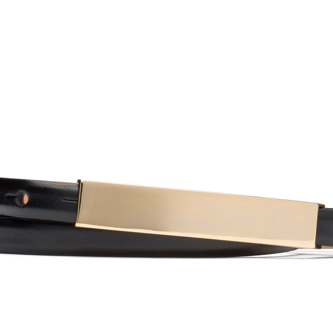 Glazed Calf Belt with Gold Plaque Buckle
