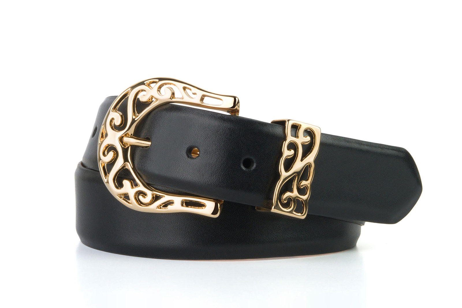 Glazed Calf Belt with Gold Filligree Buckle and Keeper