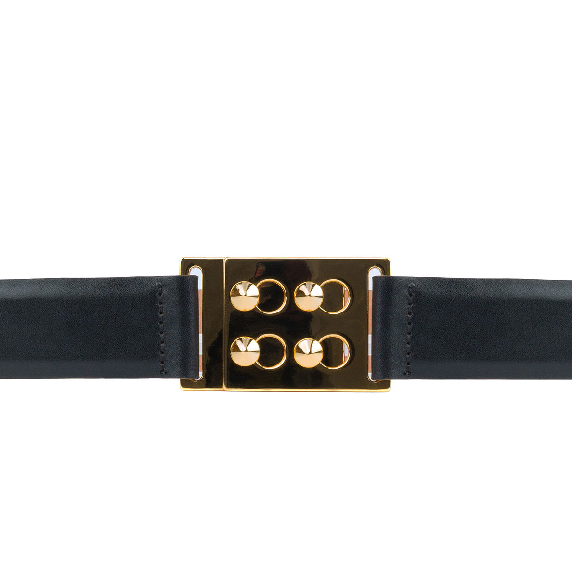 Glazed Calf Belt with 4-Stud Plaque Closure