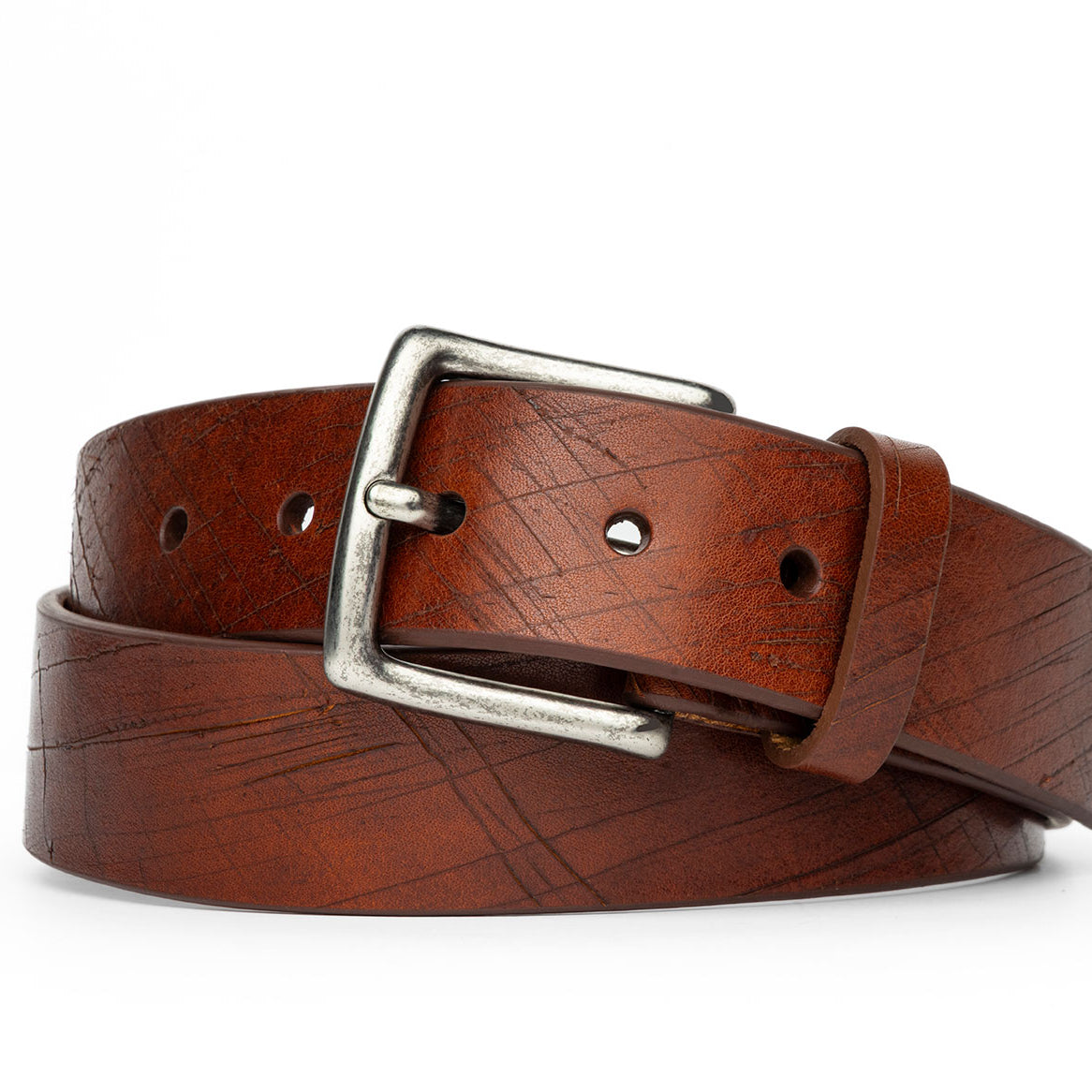 Scratches Calf Belt with Antique Silver Buckle