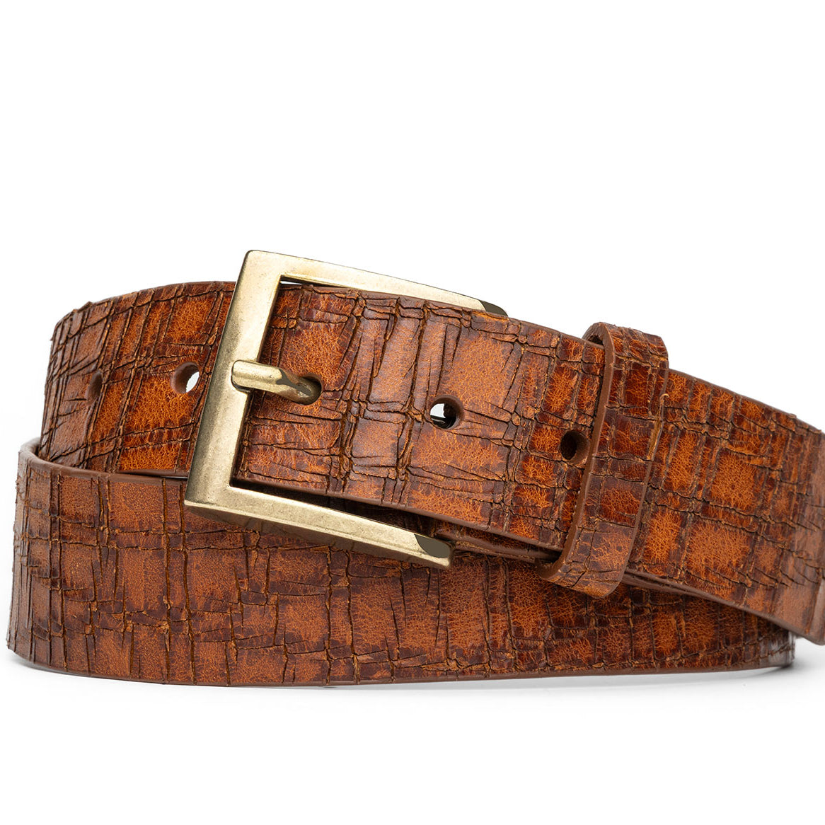 Crossroads Calf Belt with Antique Brass Buckle
