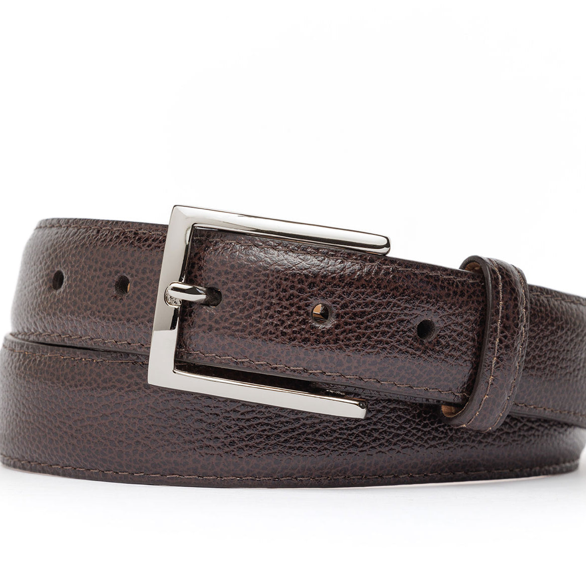 Pebbled Calf Belt with Nickel Buckle