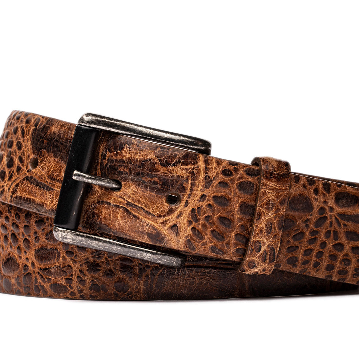 Authentic Super Gator Belt with Antique Silver Buckle