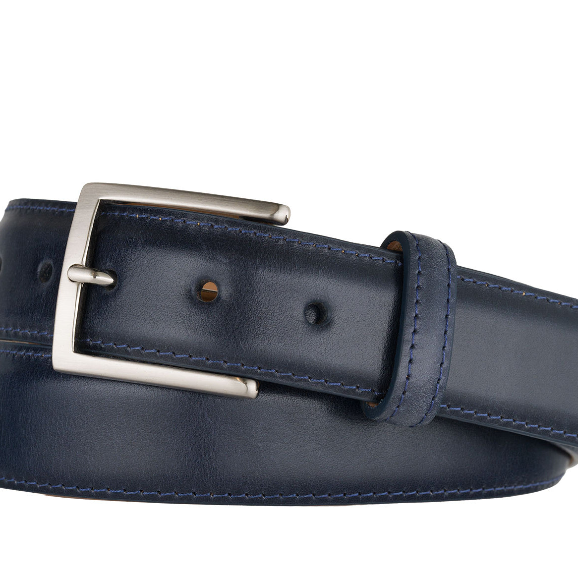 Glazed Calf Belt with Brushed Nickel Buckle