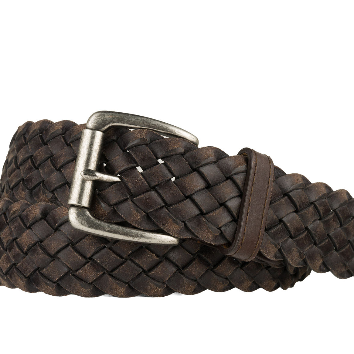 Waxed Braid Calf Belt with Distressed Roller Buckle
