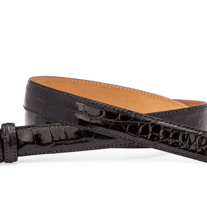 1-1/8" Glazed Alligator Slide Belt (No Holes) Strap for Compression Buckles Only