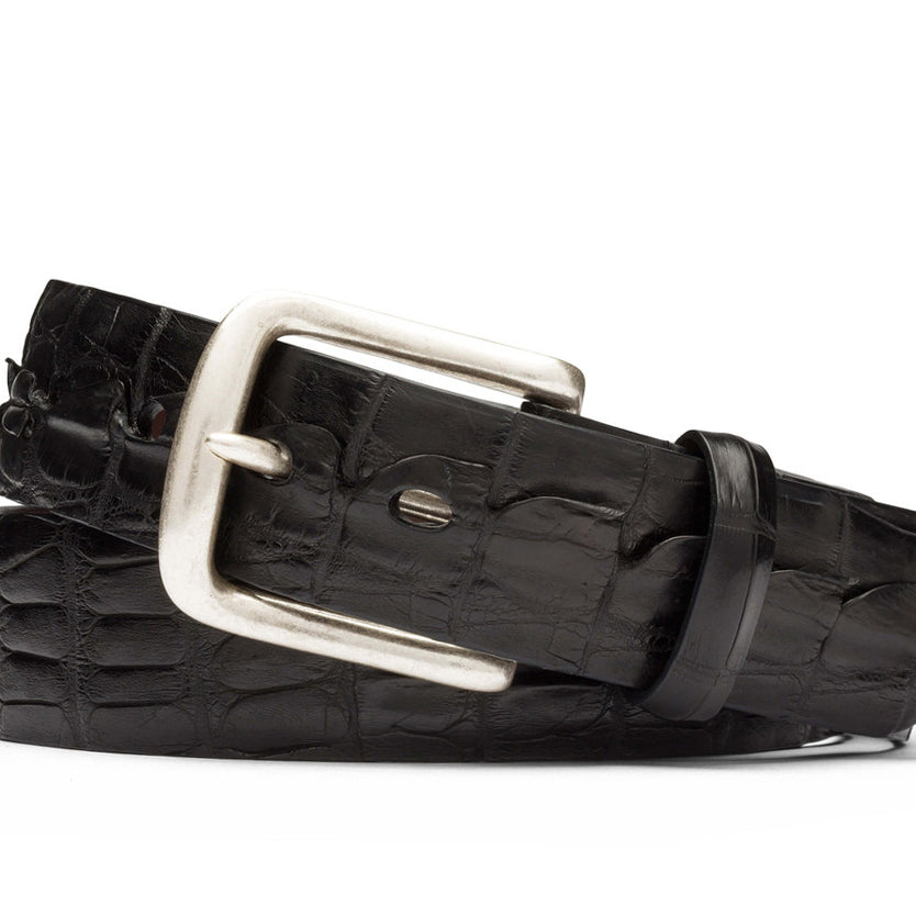 Hornback Alligator Tail Belt with Nickel Buckle