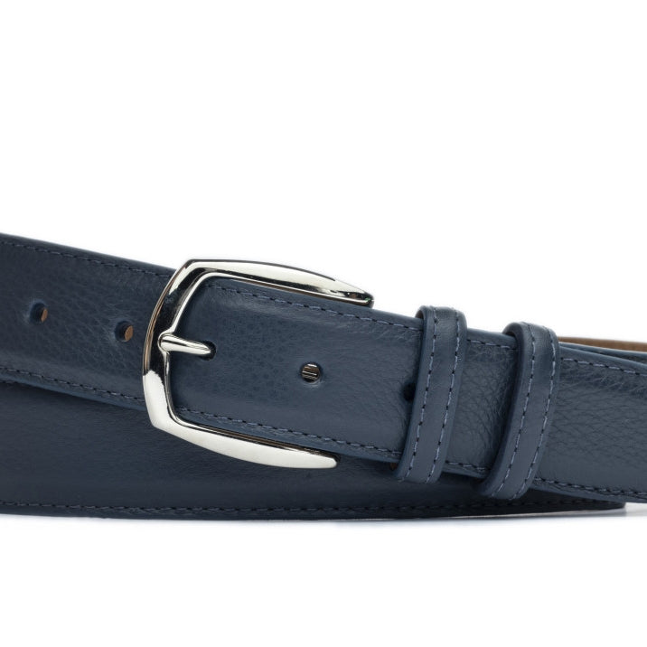 Pebbled Calf Belt with Nickel Buckle