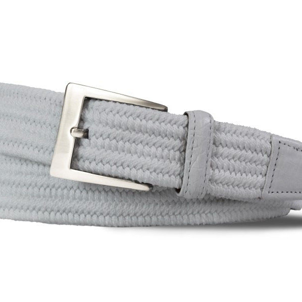 Solid Stretch Belt with Croc Tabs and Brushed Nickel Buckle