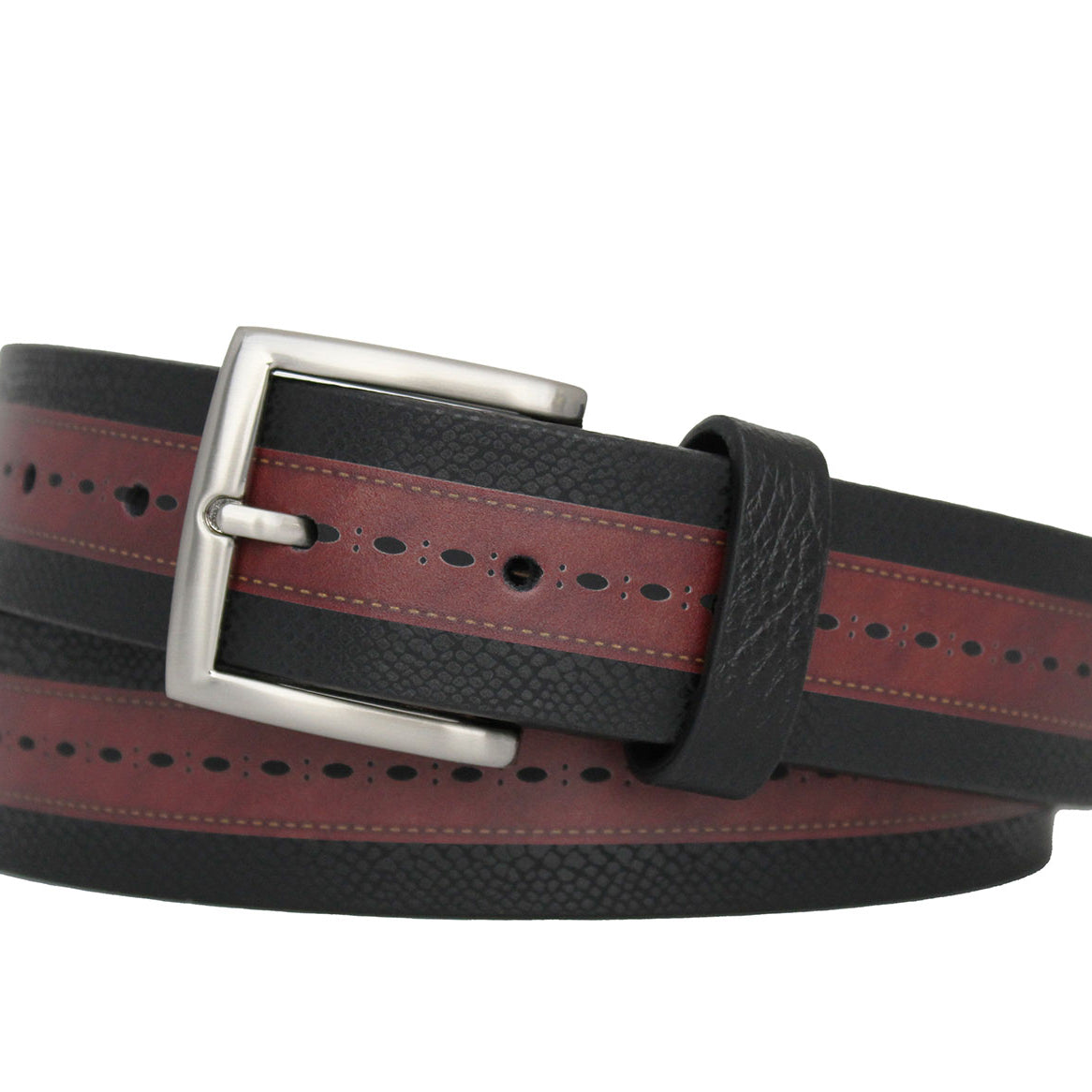 W.Kleinberg Luxury Textured Italian Runway Calf Leather Dress Belts - Runway design print Buckle in 1-3/8"