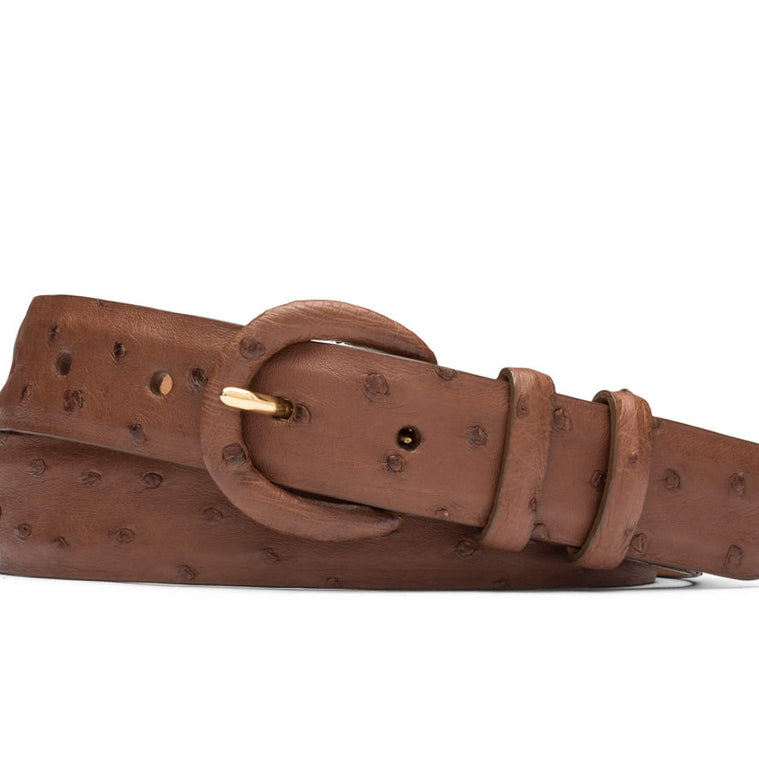 Ostrich Belt with Covered Buckle