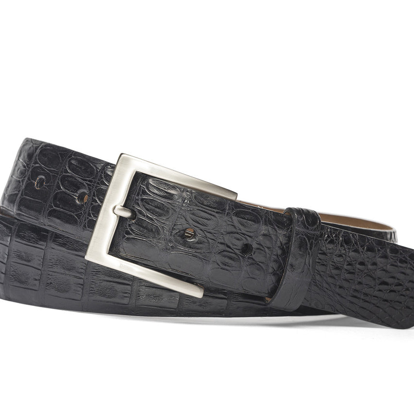Caiman Crocodile Belt with Brushed Nickel Buckle