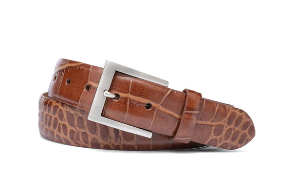 Erreghe Crocodile Leather Belt Vintage Made in Italy Cognac Brown Men’s newest 36 95