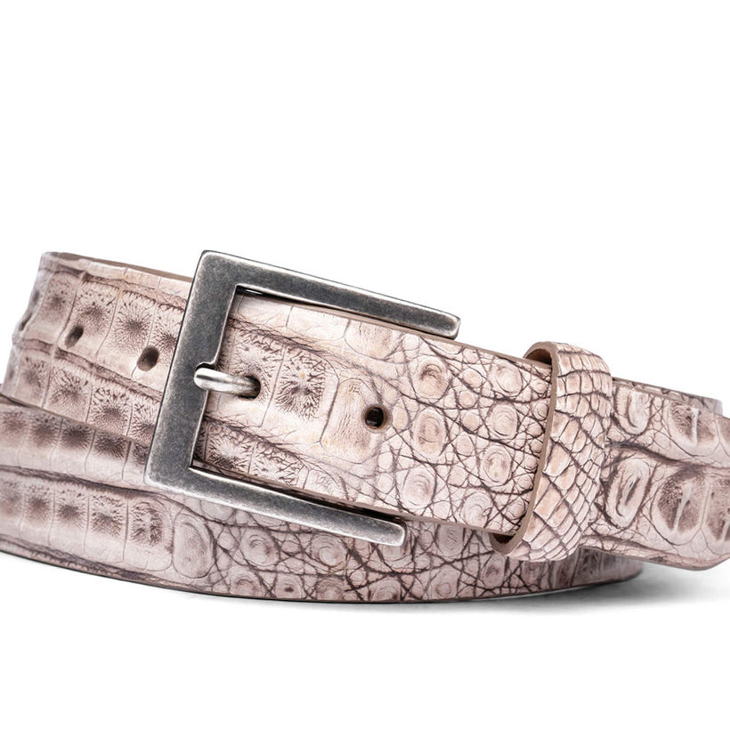 Vintage Crocodile Belt with Antique Nickel Buckle