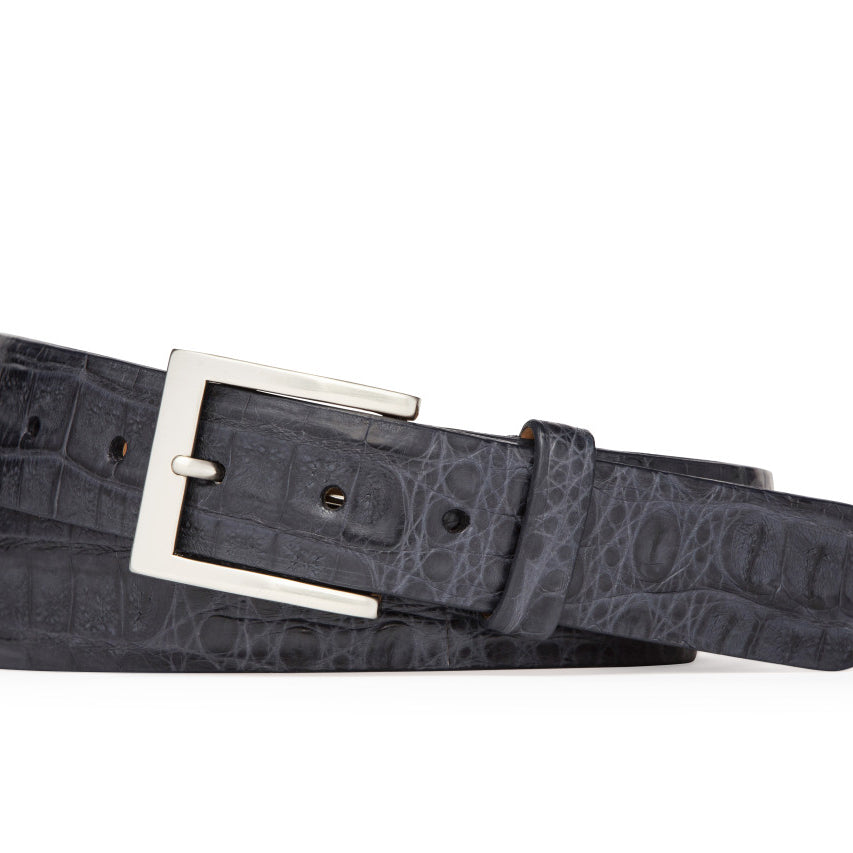 Caiman Crocodile Belt with Brushed Nickel Buckle