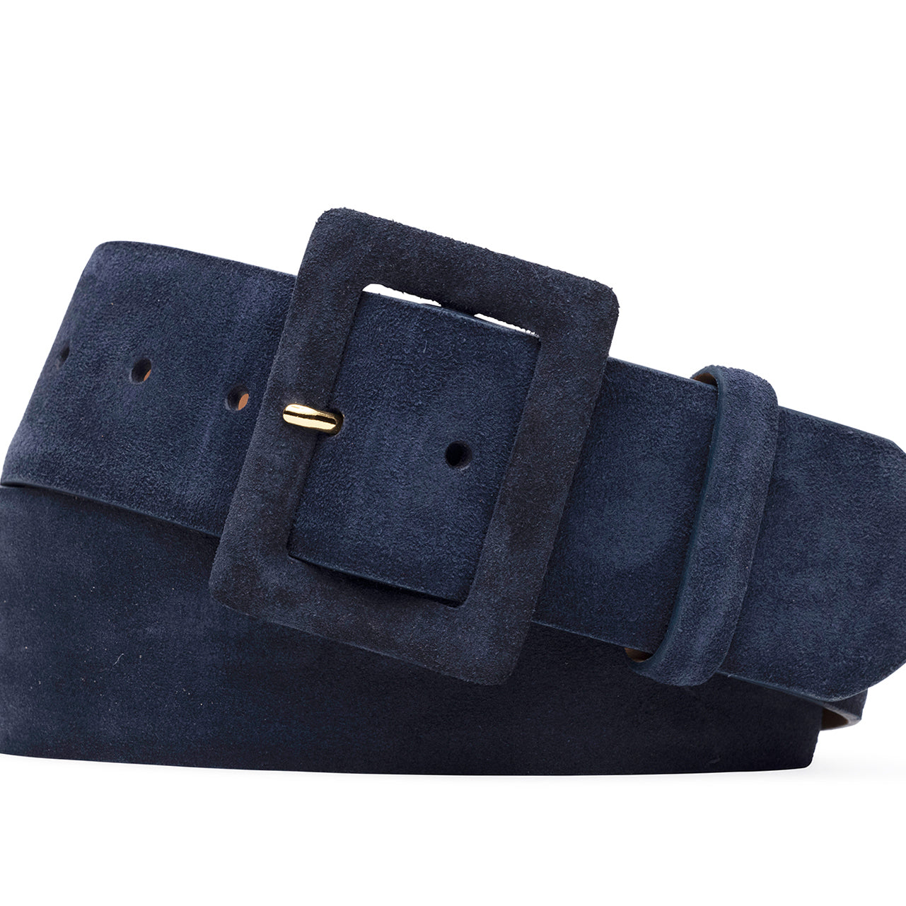Suede Calf Belt with Covered Buckle