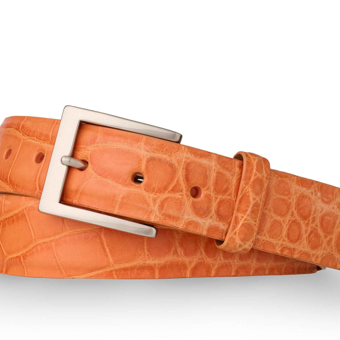 1-3/8" Matte American Alligator Belt with Brushed Nickel and Gold Buckles