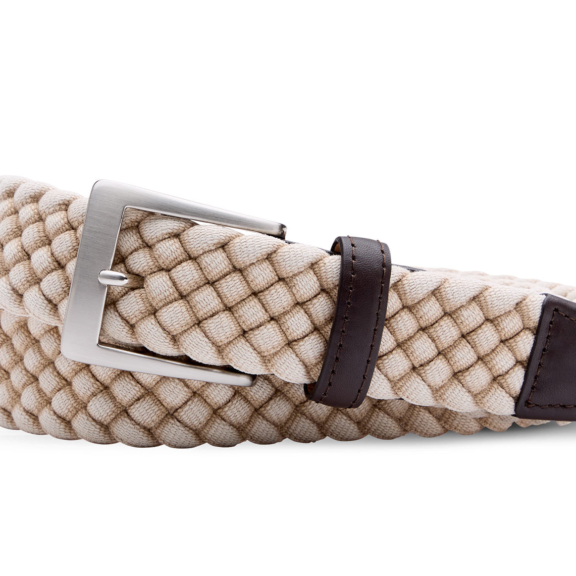 Cloth Braid Belt With Brushed Nickel Buckle