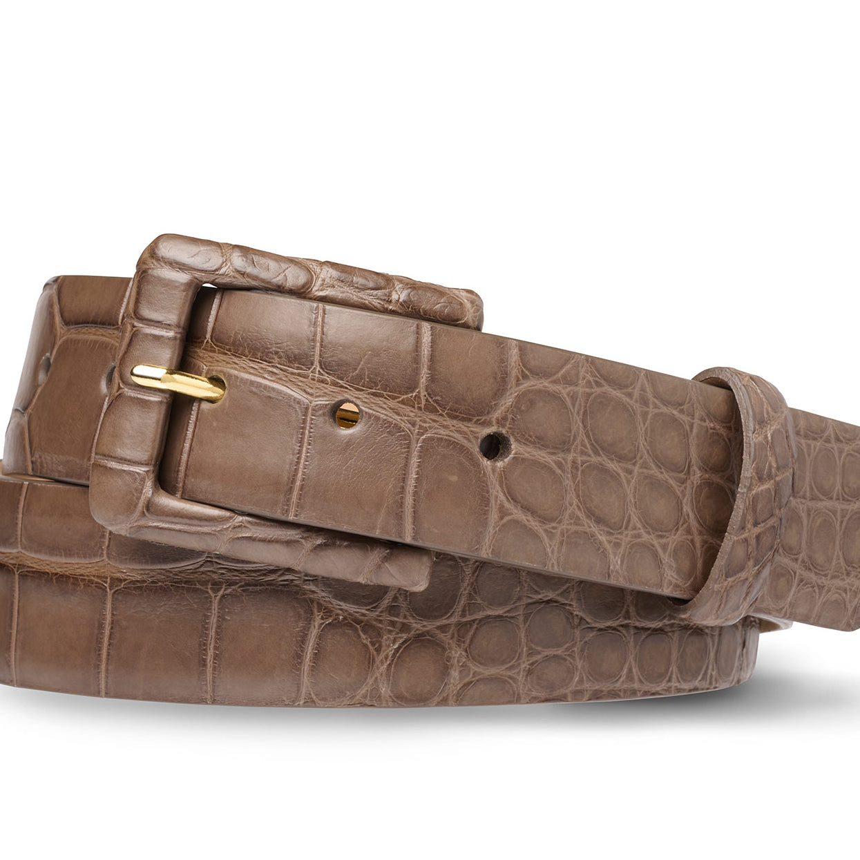 Matte Alligator Belt with Covered Buckle