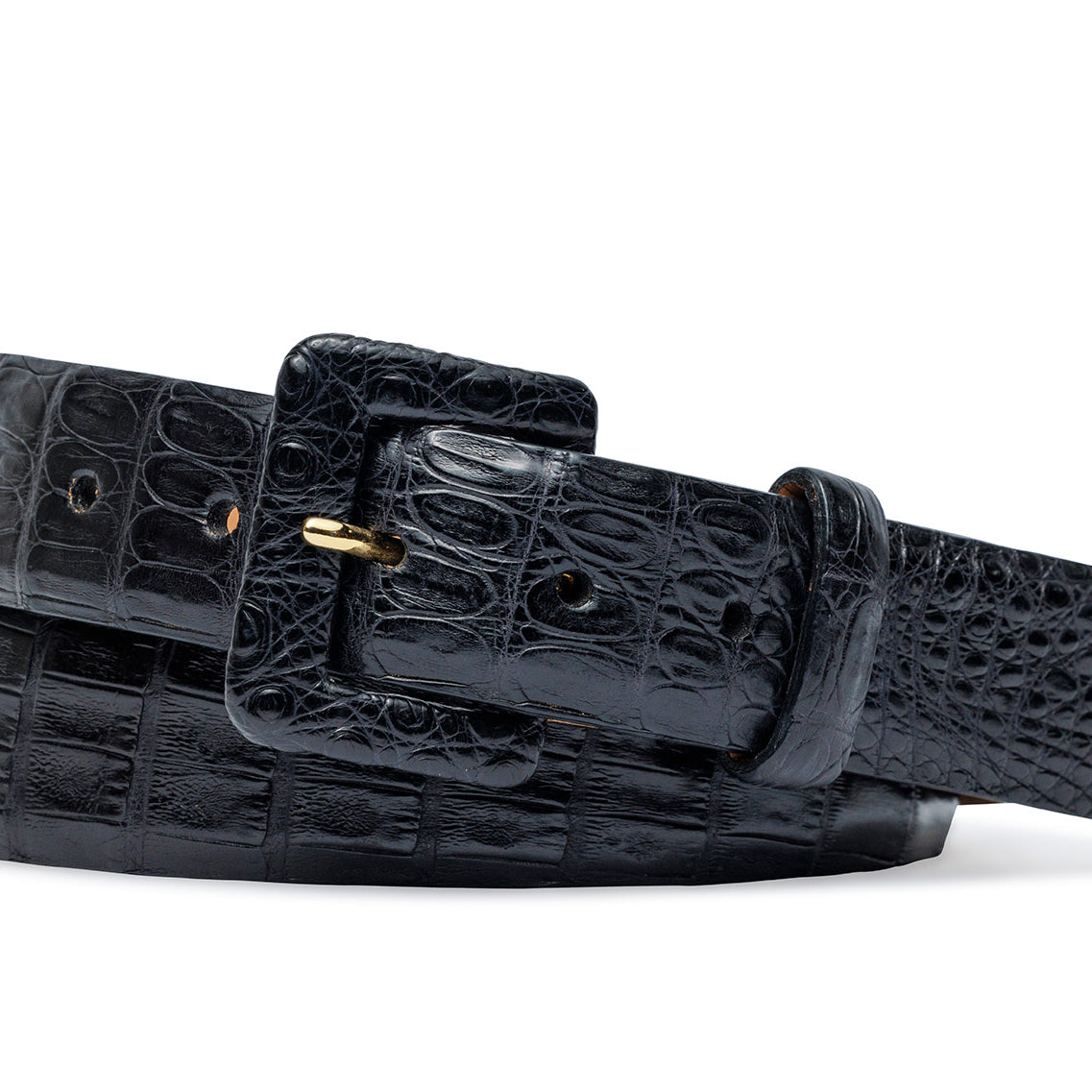 Caiman Crocodile Belt with Covered Buckle