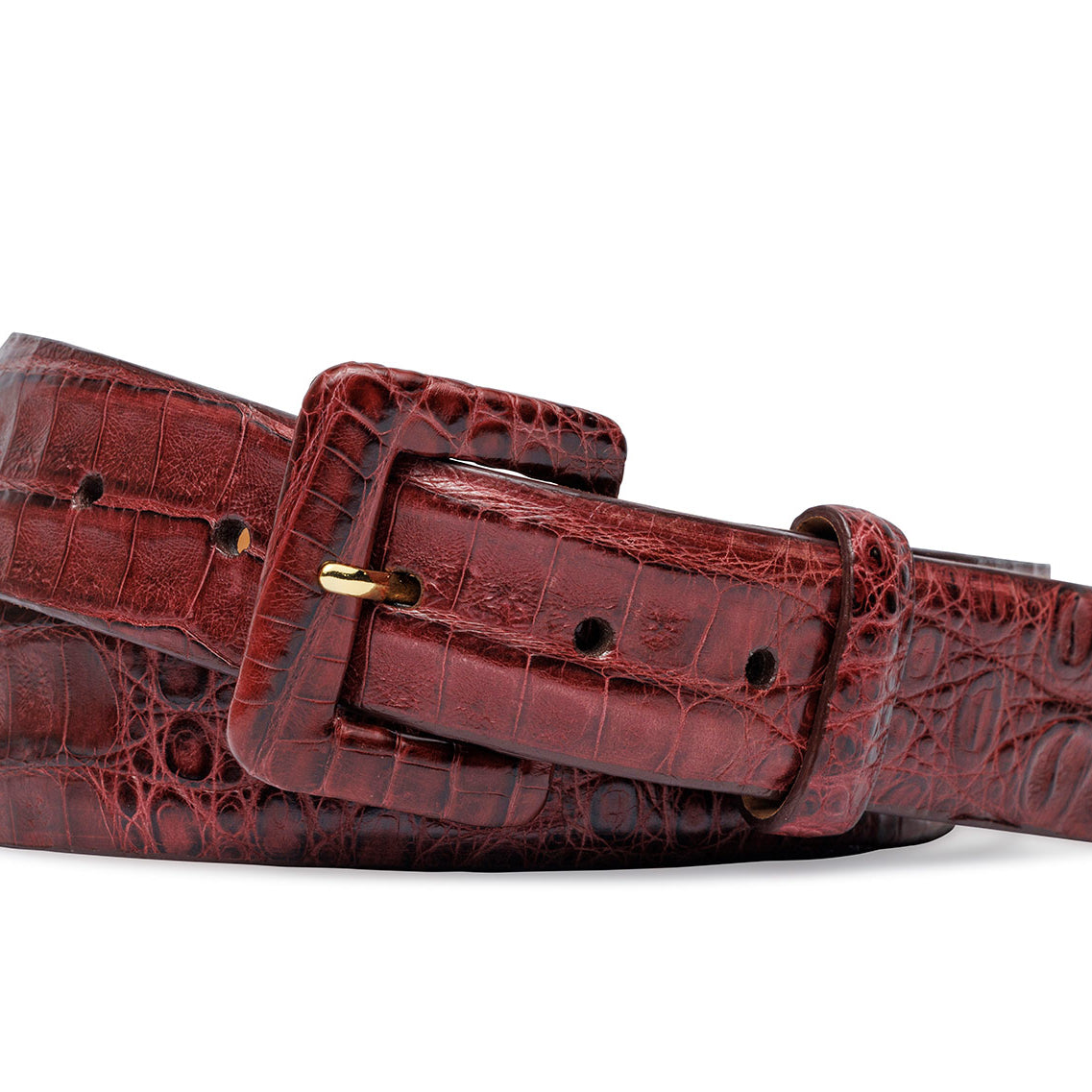Caiman Crocodile Belt with Covered Buckle