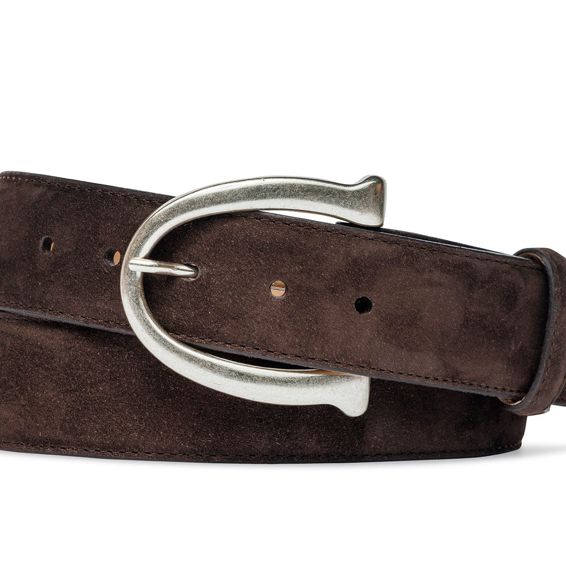 Nubuck Suede Belt with Antique Silver Buckle