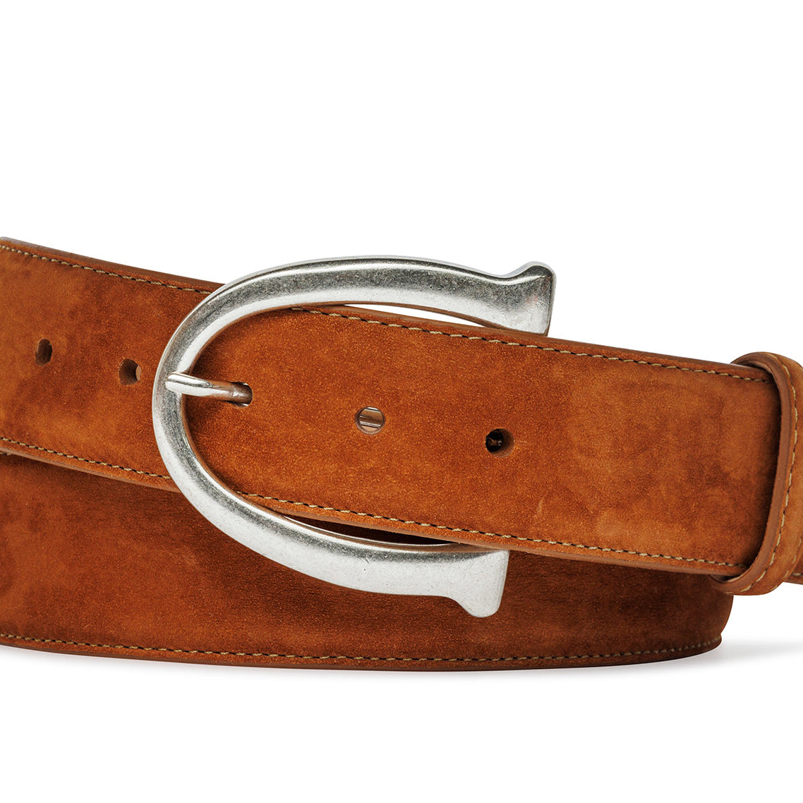 Nubuck Suede Belt with Antique Silver Buckle