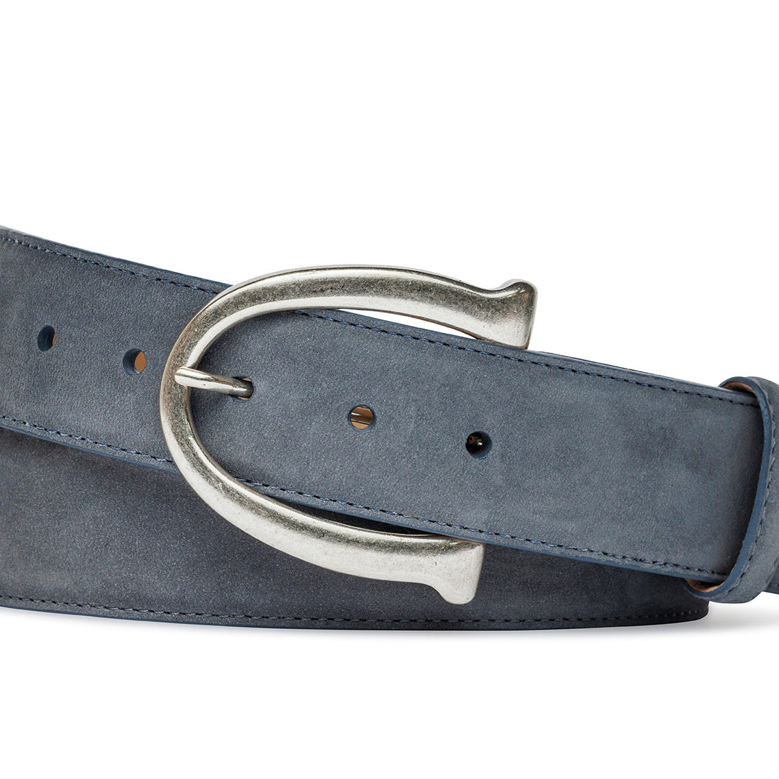 Nubuck Suede Belt with Antique Silver Buckle
