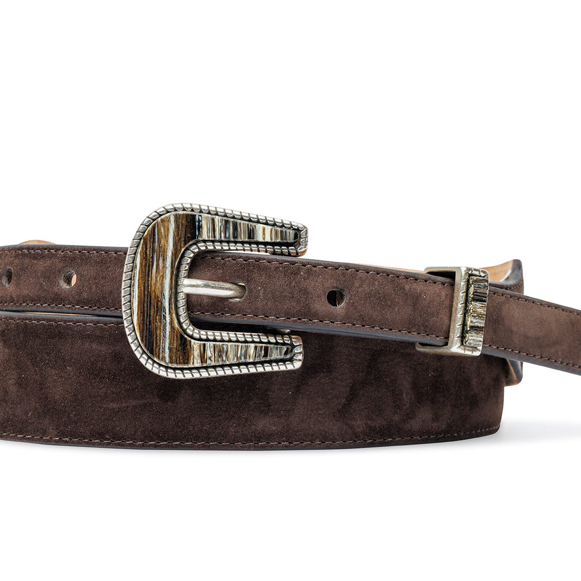 Nubuck Suede Belt with Italian Horn Tipset