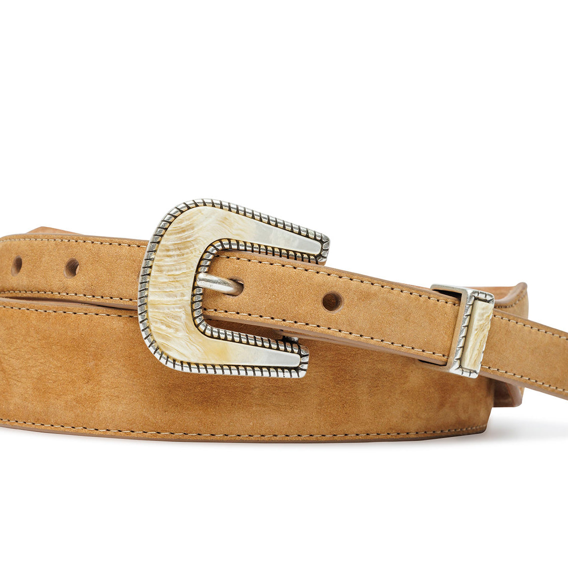 Nubuck Suede Belt with Italian Horn Tipset