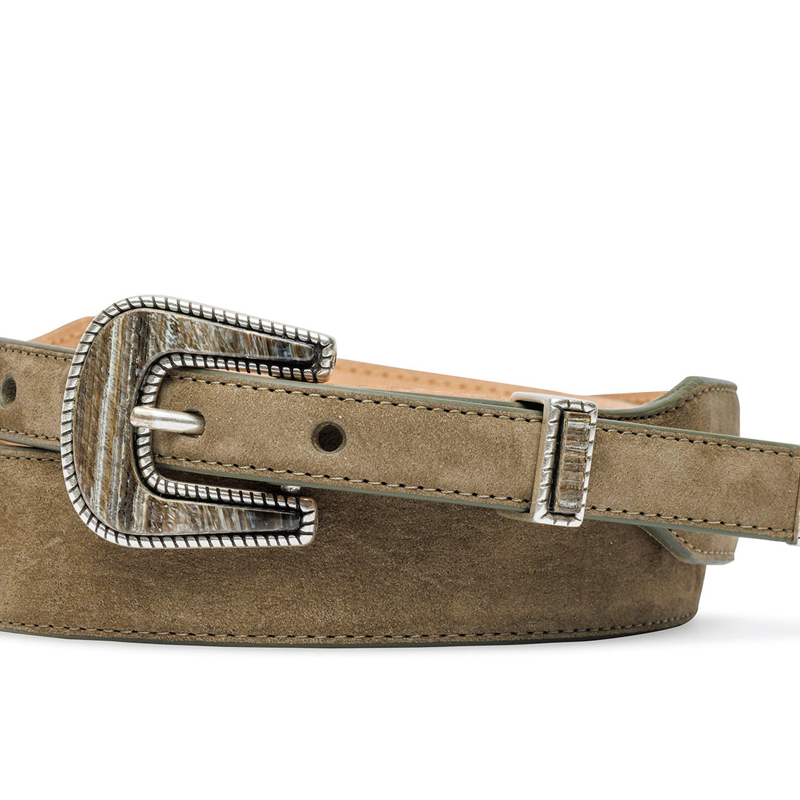 Nubuck Suede Belt with Italian Horn Tipset
