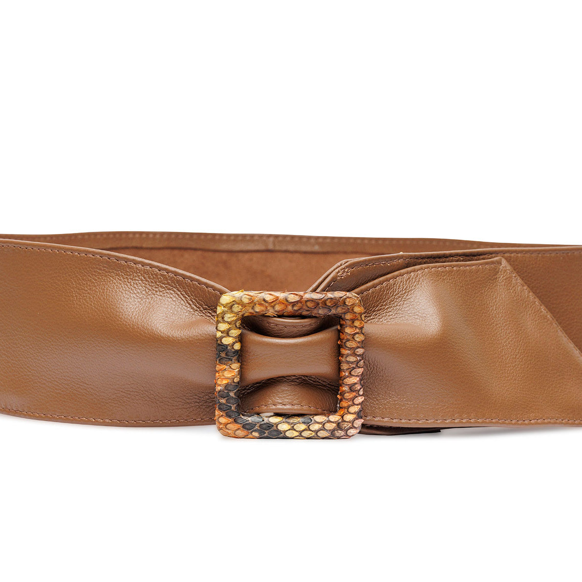 Luscious Calf Sash Belt with Python Covered Buckle