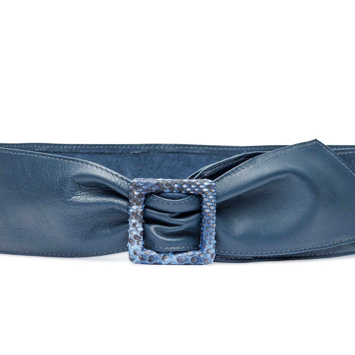 Luscious Calf Sash Belt with Python Covered Buckle
