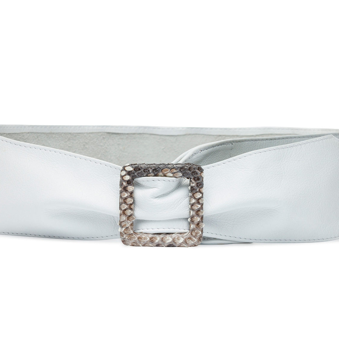 Luscious Calf Sash Belt with Python Covered Buckle