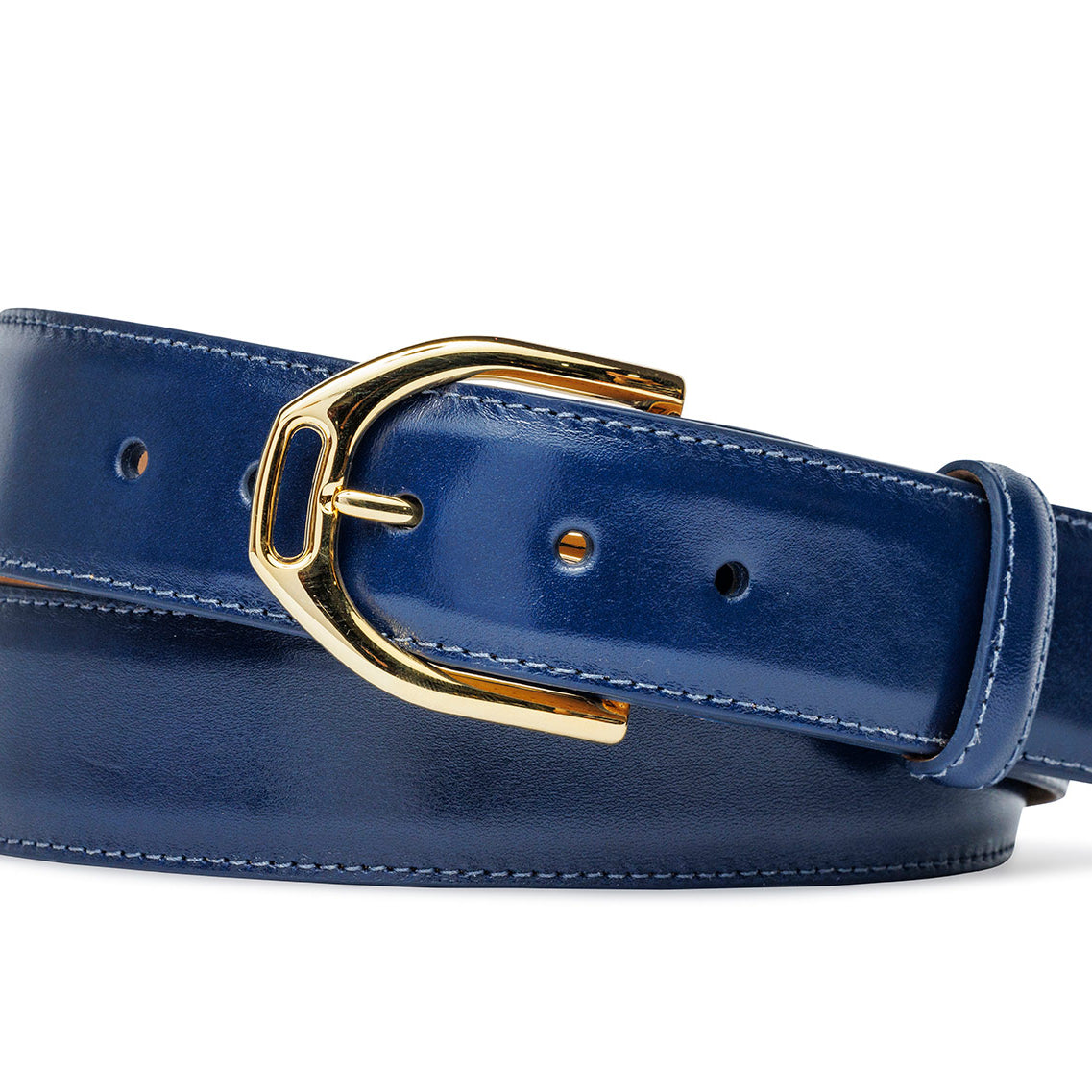 Glazed Calf Belt with Nickel or Gold Stirrup Buckle