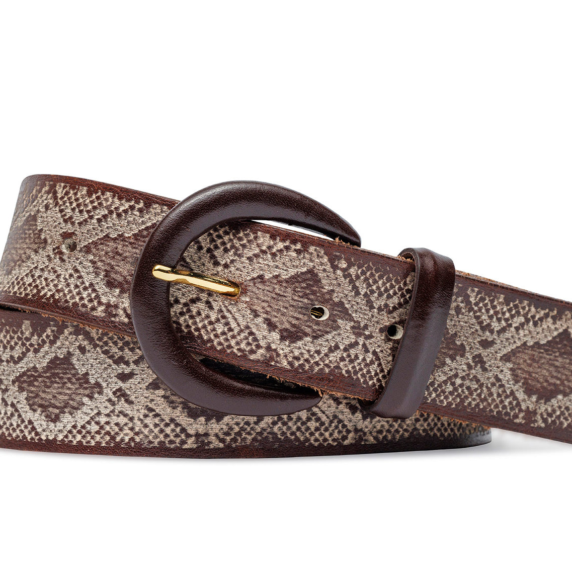 Italian Snake Calf Belt with Covered Buckle