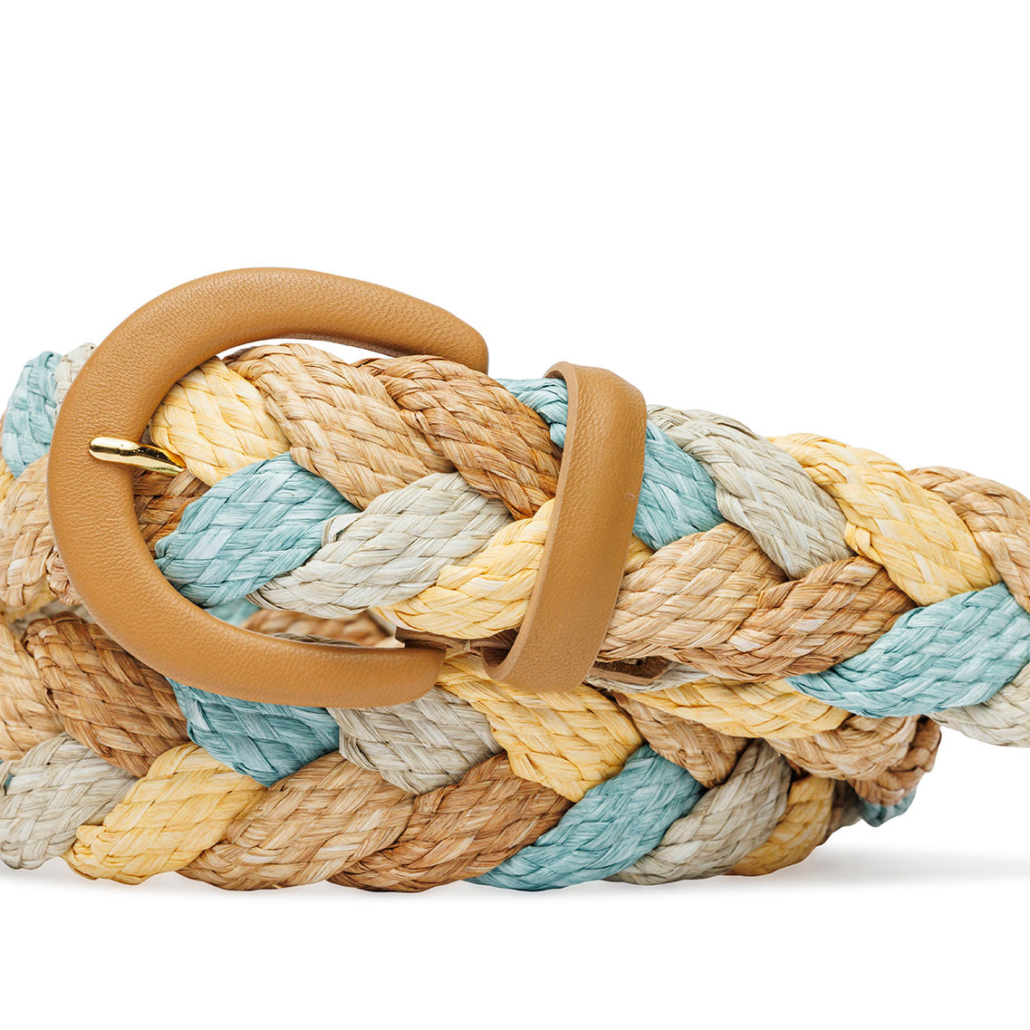 Woven Straw Belt with Covered Buckle
