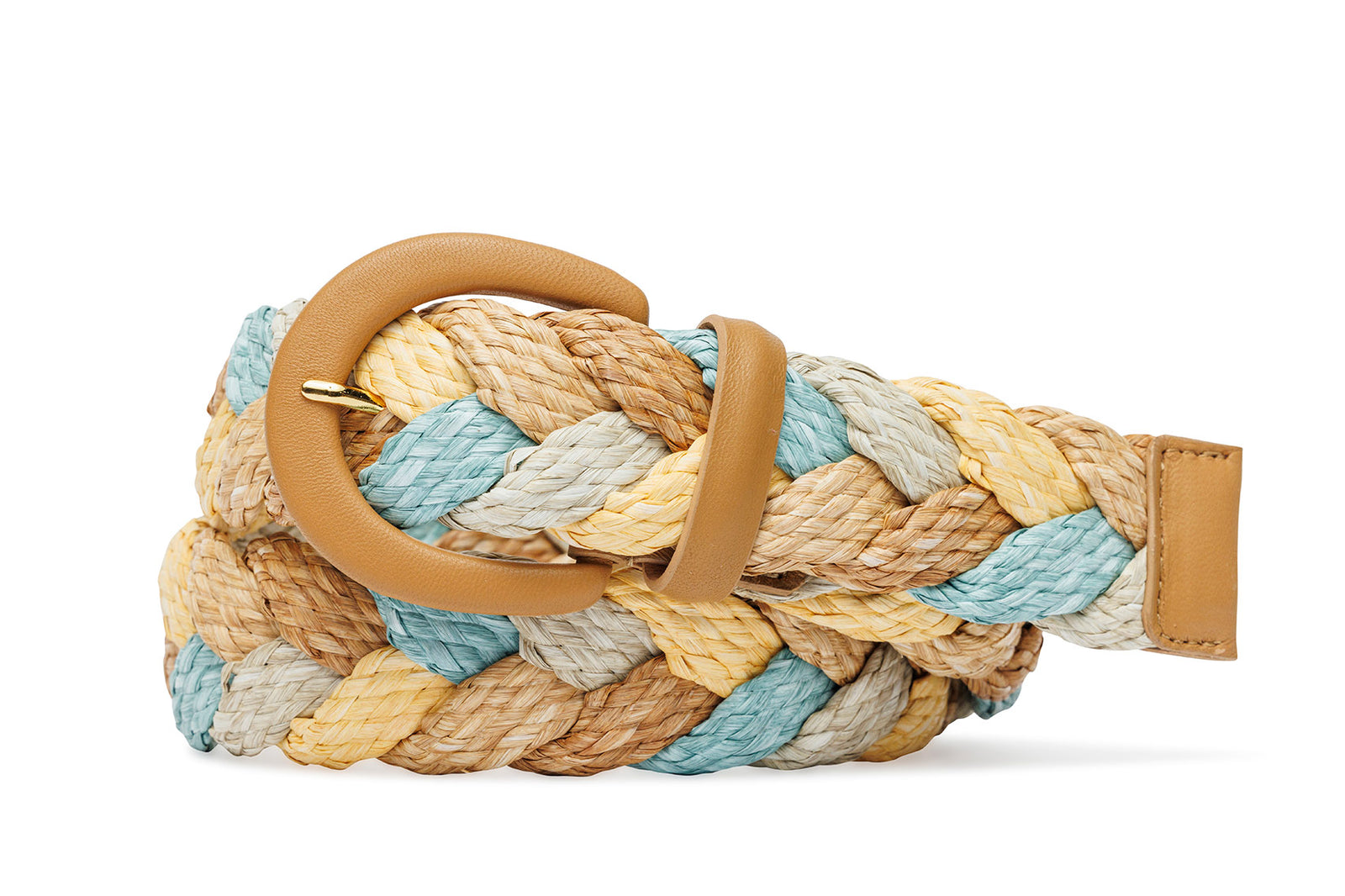 Woven Straw Belt with Covered Buckle