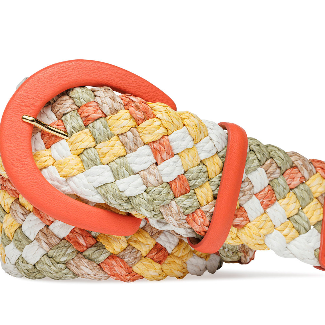 Wide Woven Straw Belt with Covered Buckle