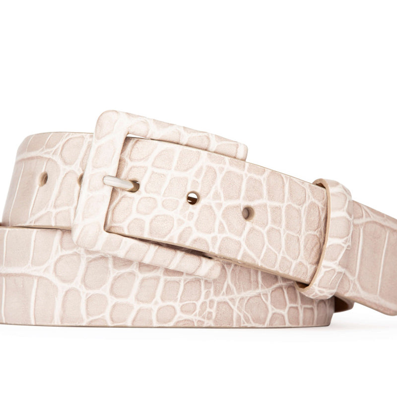 Embossed Crocodile Belt with Covered Buckle